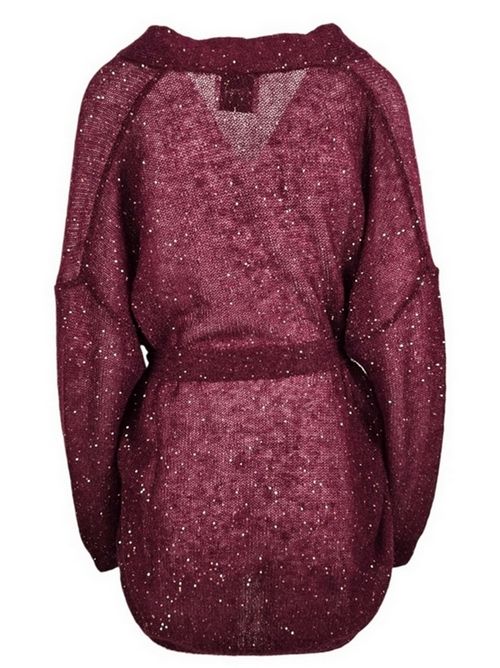 cardigan donna paillettes bordeaux ( Nude ) | 1101W2558111